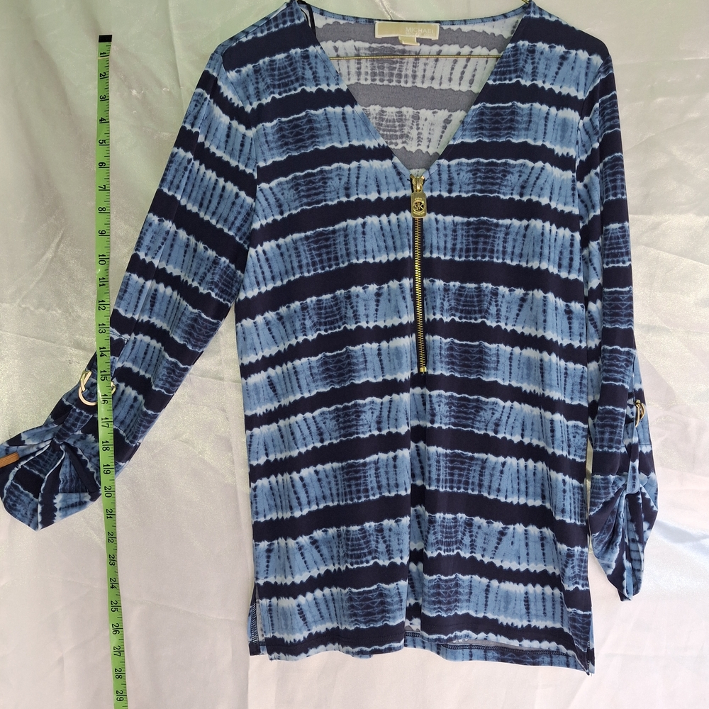 Michael Kors Blue and Black Striped Blouse